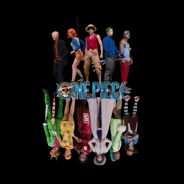 One Piece: Into the Grand Line, Straw Hat Pirates, Season 2, 2026 series, Black background, 5K, Roronoa Zoro, Nami, Monkey D. Luffy, Usopp, Sanji, 5K, Inaki Godoy, Mackenyu, Emily Rudd