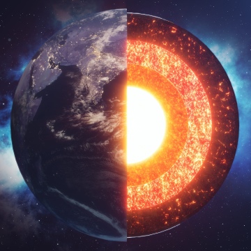 Core Earth, Structure, Layers, Stars, Outer space, 5K