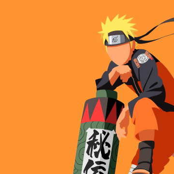 Naruto Uzumaki, Faceless, Minimalist, Orange background, 5K
