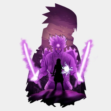Sasuke Uchiha, 12K, Illustration, Susanoo mode, Purple aesthetic, 5K, 8K, White background, Naruto
