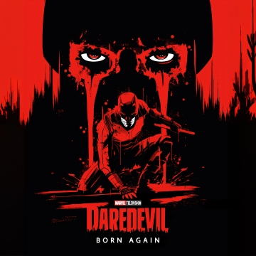 Daredevil: Born Again, Artwork, 5K, Red, Black background, Marvel Comics