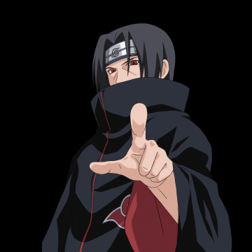 Itachi Uchiha, Akatsuki, Black background, Sharingan eye, 5K, Naruto