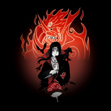 Itachi Uchiha, Sharingan eye, Red, Dark background, 5K, Susanoo mode, Naruto