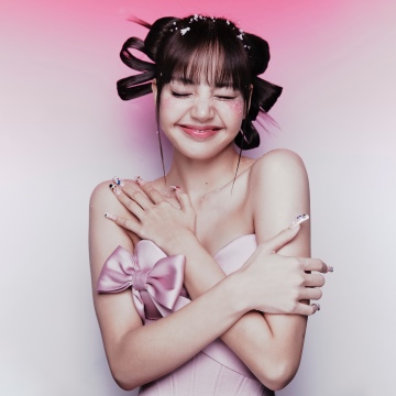 Lisa, Cute smile, 5K, Pink aesthetic, Light pink background, Pink dress, Glitter, Happy Mood