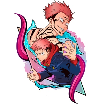 Yuji Itadori, Ryomen Sukuna, 12K, Illustration, Jujutsu Kaisen, 5K, 8K, White background