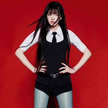 Bang Bang - An Yujin, IVE (K-pop), Red background, 5K, An Yujin, Black dress
