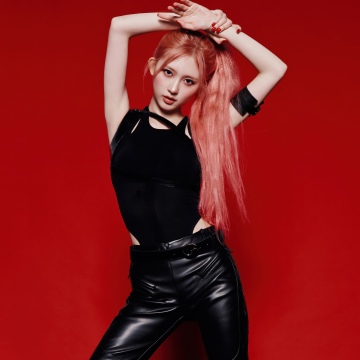 Bang Bang - Gaeul, IVE (K-pop), Red background, 5K, Gaeul, Black dress