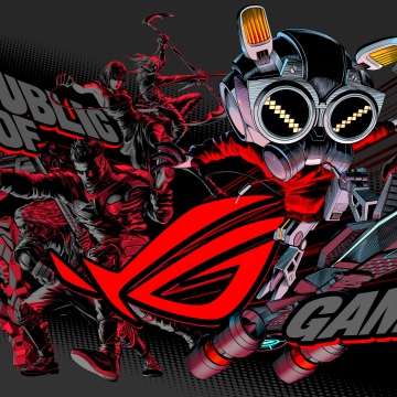 ASUS ROG, Republic of Gamers, Futuristic, 5K, Red aesthetic, Dark theme