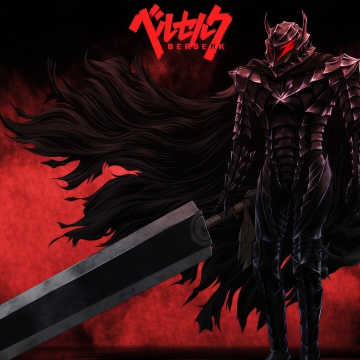 Guts, Red aesthetic, Berserker Armor, Dragon Slayer, Black background