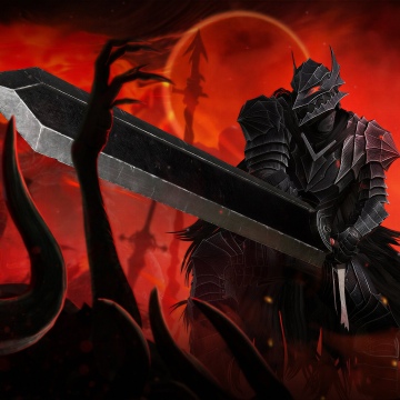 Guts, Badass, Red background, Berserk, Dragon Slayer, Berserker Armor