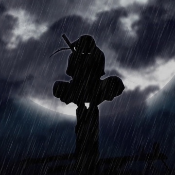 Itachi Uchiha, Stormy, Silhouette, 5K, Dark theme, Naruto, Raining