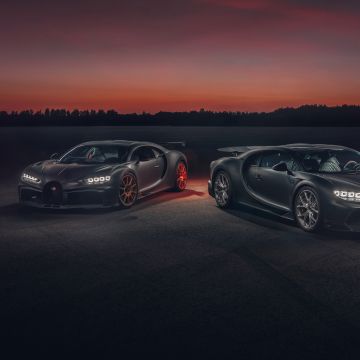 Bugatti Chiron Pur Sport, Bugatti Chiron Super Sport 300+, Night, Sunset, Dark, 2020, 5K, 8K