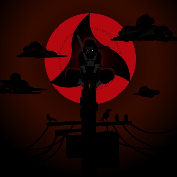 Itachi Uchiha, 10K, Dark red, 5K, 8K, Naruto, Iconic, Mangekyo Sharingan, Dark background