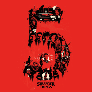 Stranger Things, Season 5, Red background, Netflix series, 5K, Illustration
