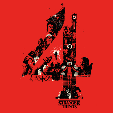 Stranger Things, Season 4, Red background, Netflix series, 5K, Illustration
