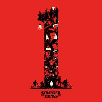 Stranger Things, Season 1, Red background, Netflix series, 5K, Illustration