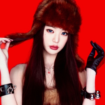 Jang Wonyoung, Blue eyes, 5K, Red background, IVE (K-pop)