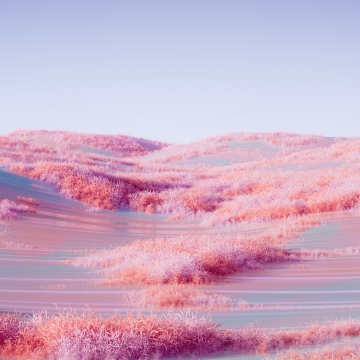 Pink aesthetic, Rolling hills, Landscape, Grass field, Dreamy, Surrealism, Calm, 5K, Microsoft Design