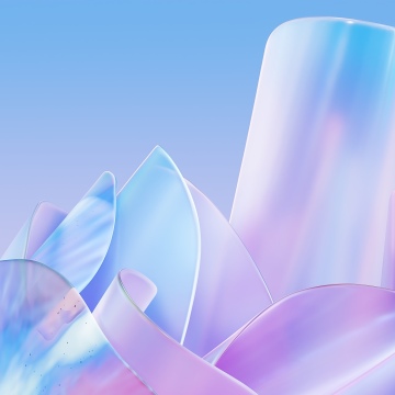 Iridescent, Glass, Crystal, Pastel gradient, Translucent, Sky blue, 3D Render