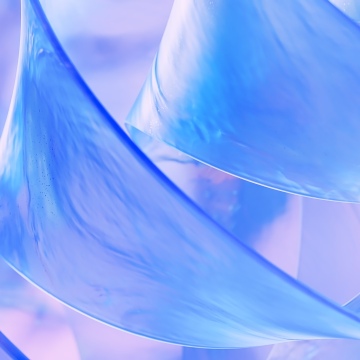 Translucent, Ribbons, Glossy, Iridescent, Ethereal, Blue abstract, 3D Render, Microsoft Design