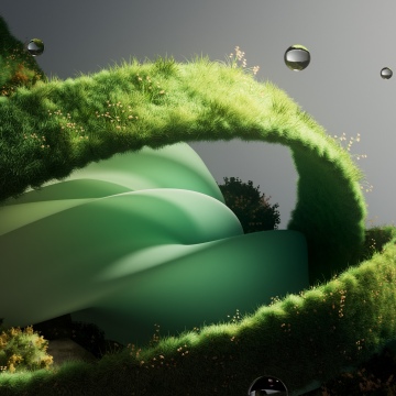 Surreal, Green Grass, Dreamlike, Water droplets, Surrealism, Botanical