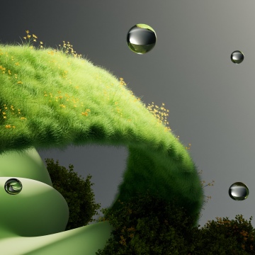 Organic, Green Grass, Dreamlike, Water droplets, Surrealism, Botanical, Green aesthetic
