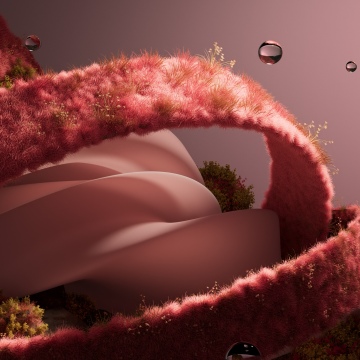 Organic, Pink grass, Dreamlike, Water droplets, Surrealism, Botanical
