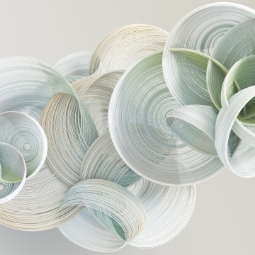 Sage green, Circles, Rings, 3D Render, Minimalist, Microsoft Design
