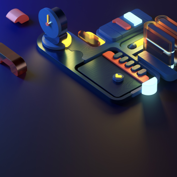 Isometric, Icons, Modern, Dark Mode, Dark blue, Dark background, Neon glow, Minimalist, Microsoft Design