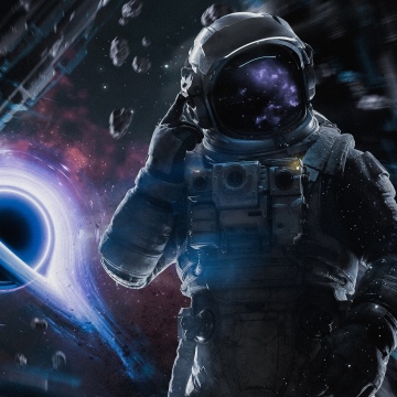 Astronaut, Cinematic, Nebula, Cosmos, Black hole, Space exploration, Science fiction, Space station, Spaceman, Asteroids, 5K