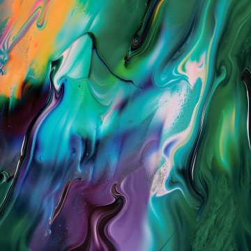 Fluidic, Liquid art, Vibrant, 5K, Green abstract