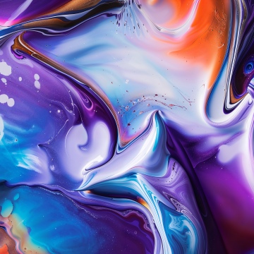 Vibrant, Fluid abstract, Fluid art, Paint, Swirls, 5K, Purple abstract