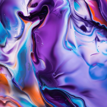 Fluid art, Purple and blue, Swirls, Ultrawide, Abstract background
