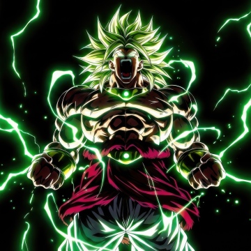 Broly, Legendary Super Saiyan, Dragon Ball Super, Dark background, 5K