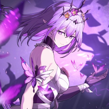 Castorice, Butterfly, Purple aesthetic, Honkai: Star Rail, Anime girl, Magic, 5K