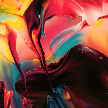 Fluid, Abstract art, Vibrant, Dynamic, Paint, Red abstract, 5K