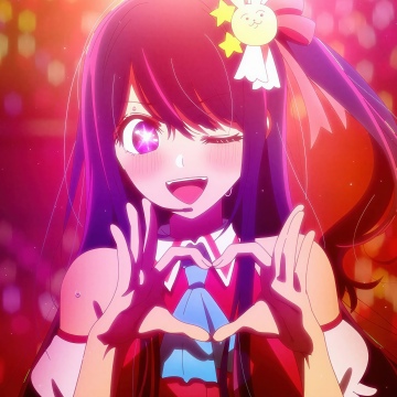Ai Hoshino, Winking, Anime girl, Oshi no Ko, 5K, Heart shape, Vibrant