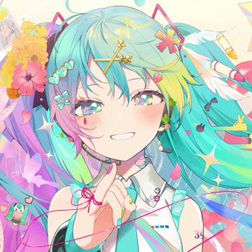 Hatsune Miku, Colorful art, 5K, Anime girl, Vocaloid