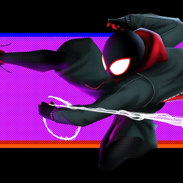 Miles Morales, Marvel, Spider-Verse, AMOLED, Black background