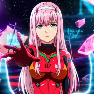 Zero Two, Sad, DARLING in the FRANXX, 5K, Pink hair