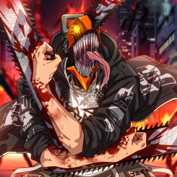 Denji, Bloody, Badass, Chainsaw Man, 5K