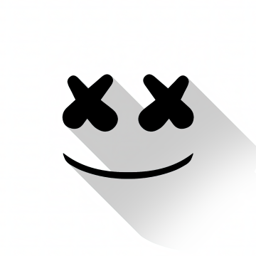 Marshmello, Minimalist, Material Design, White background, Black and White