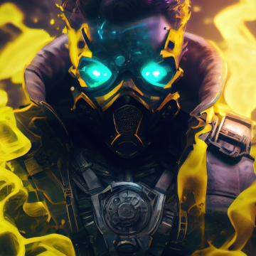 Neon mask warrior, iPhone Wallpaper