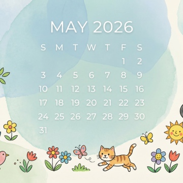 May 2026 Calendar, Cute children wallpaper