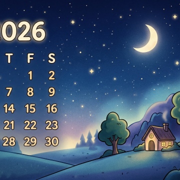 May 2026 Calendar, Cartoonish night scene