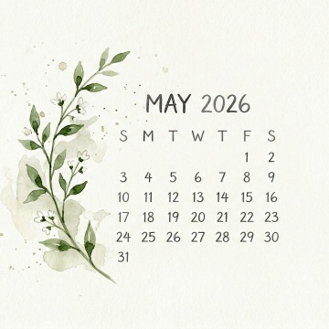 Minimalist May 2026 Calendar
