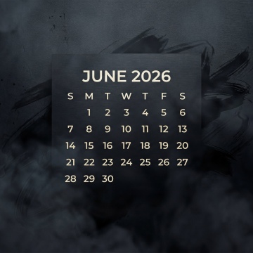 June 2026 Calendar, Dark background 5K