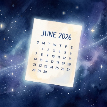 June 2026 Calendar, Starry sky