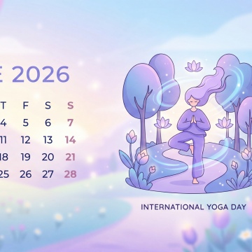 June 2026 Calendar Wallpaper 5K, Yoga Day
