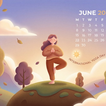June 2026 Calendar, International Yoga Day 21 June